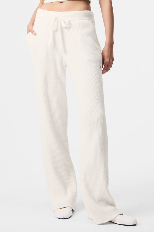 Snuggle Up Sweater High Rise Wide Leg Pant — Ivory