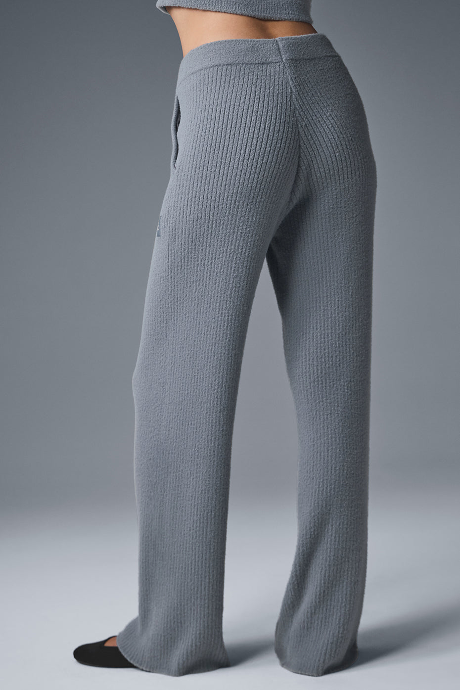 Snuggle Up Sweater High Rise Wide Leg Pant — Steel Grey