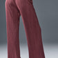 High Rise Micro Plisse Straight Leg Pant — Burgundy Truffle