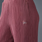 High Rise Micro Plisse Straight Leg Pant — Burgundy Truffle