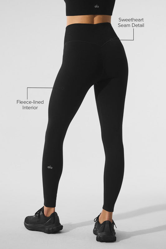 Seamless Winter Warm Plush High Rise 7/8 Leggings — Black