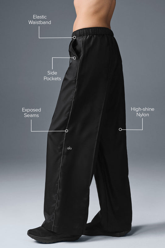 Afterglow Wide Leg Track Pant — Black