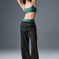 Afterglow Wide Leg Track Pant — Black
