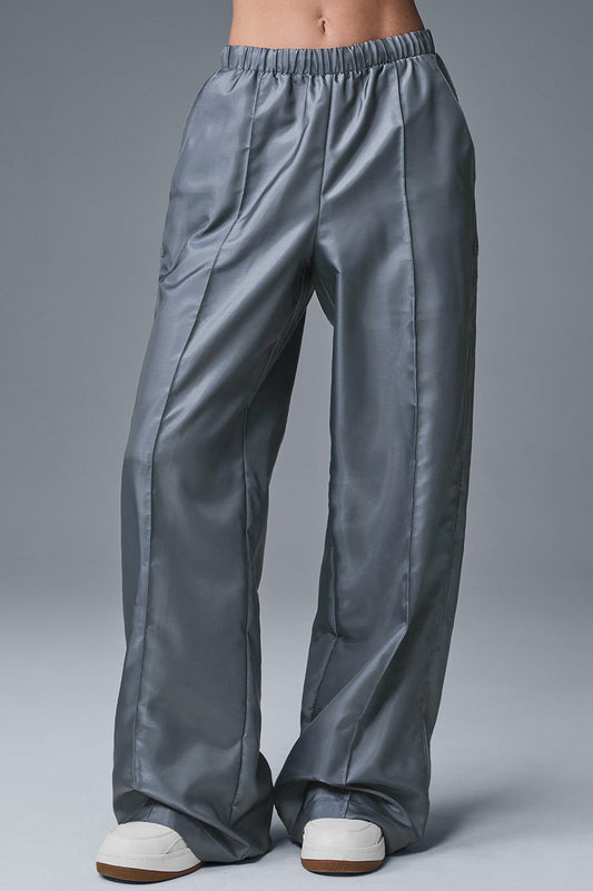 Afterglow Wide Leg Track Pant — Steel Grey