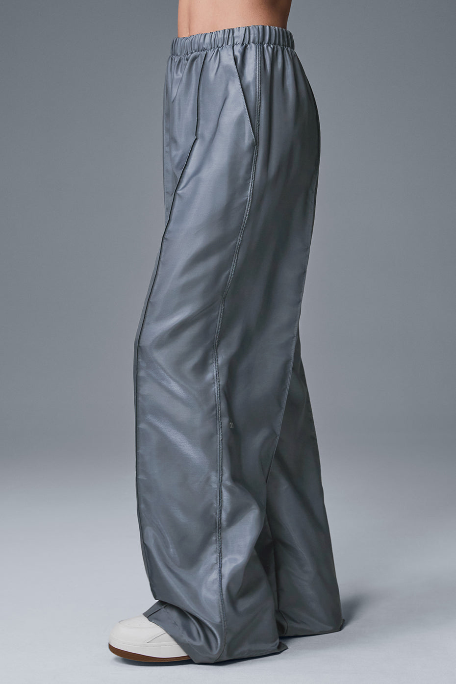 Afterglow Wide Leg Track Pant — Steel Grey