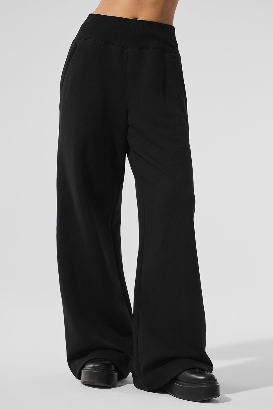 Serenity Wide Leg Joggers — Black