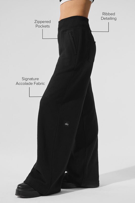 Serenity Wide Leg Joggers — Black