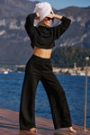 Serenity Wide Leg Joggers — Black