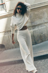 Serenity Wide Leg Joggers — Ivory
