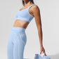 Alosoft High Rise Heart Throb Leggings — Seashell Blue Heather/White