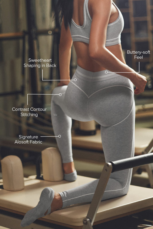 Alosoft High Rise Heart Throb Leggings — Athletic Heather Grey/White