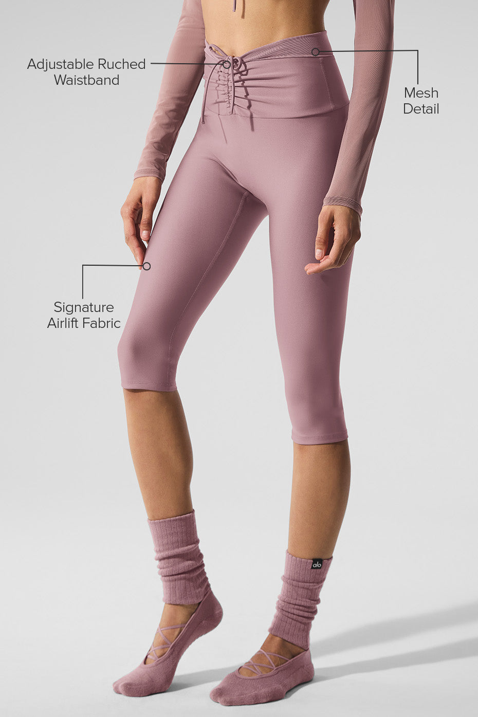 Airlift Mesh High Rise Divine Capri — Smoky Quartz