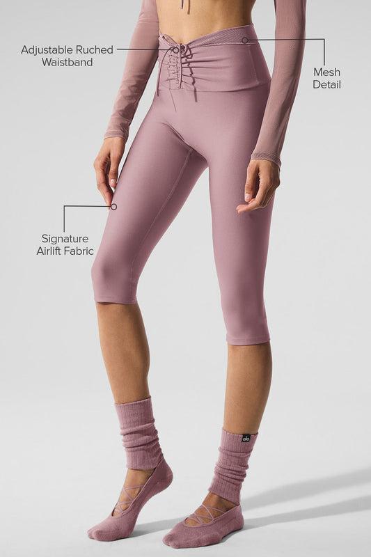 Airlift Mesh High Rise Divine Capri — Smoky Quartz