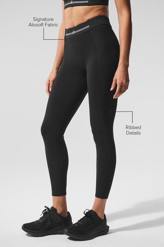 Alosoft High Rise 7/8 Relay Leggings — Black/White