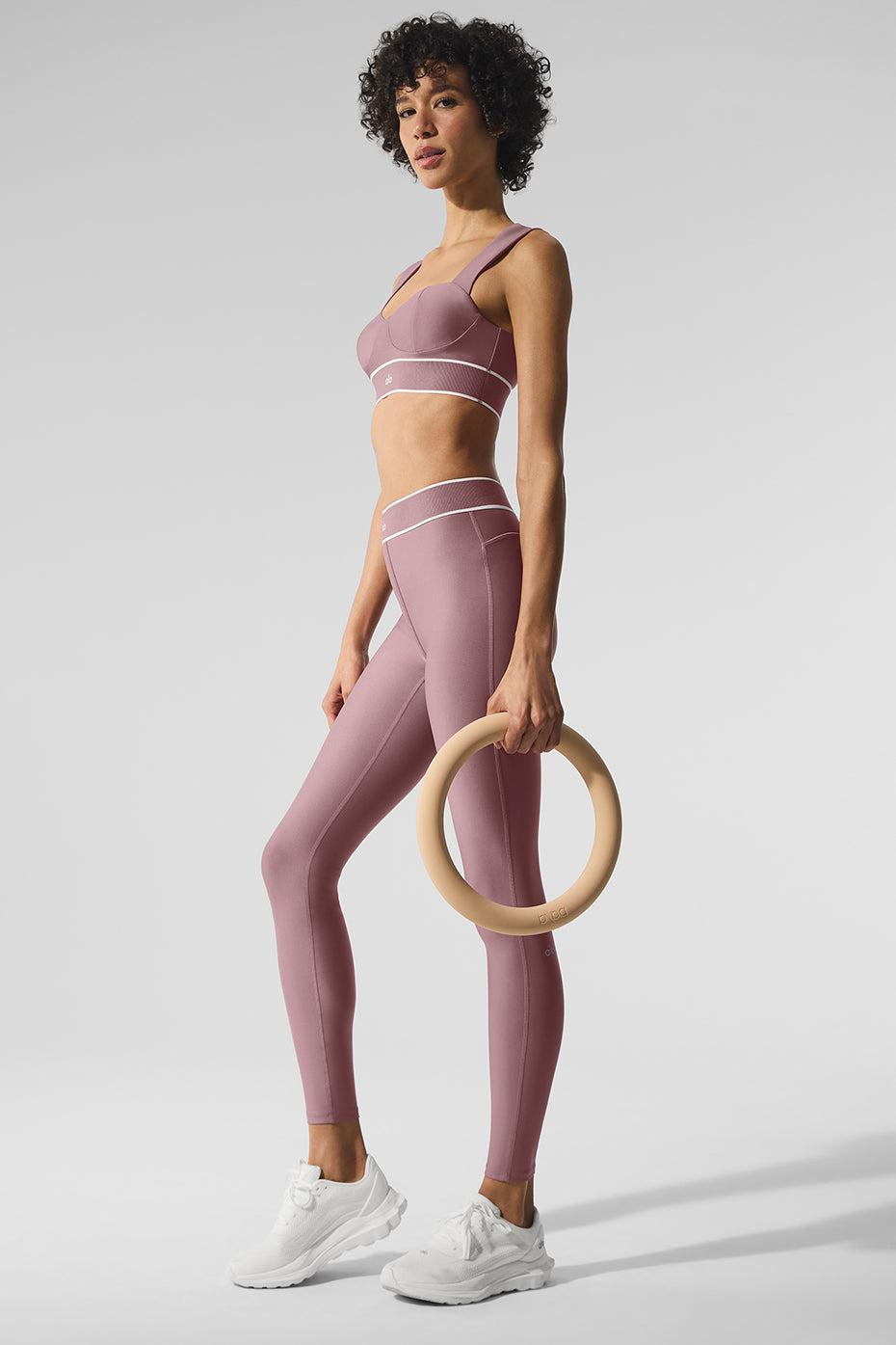 Airlift High Rise Alignment Leggings — Smoky Quartz/White