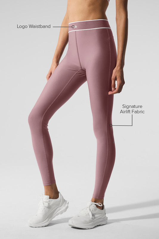 Airlift High Rise Alignment Leggings — Smoky Quartz/White