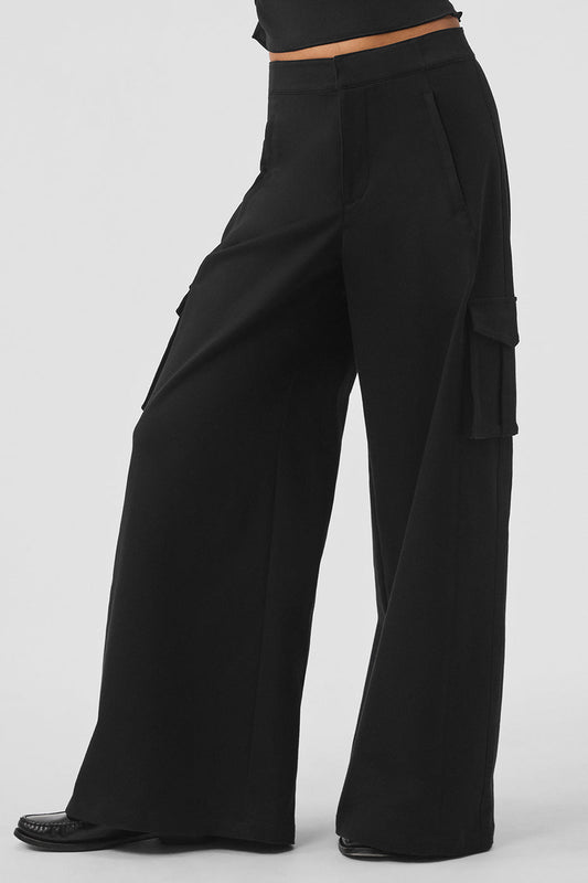 Show Off Cargo Wide Leg Trouser (Regular) — Black