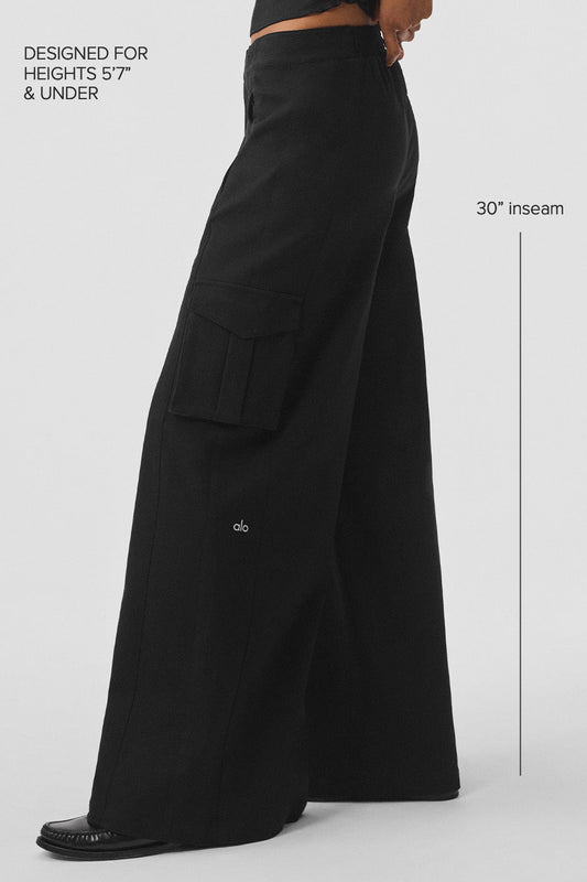 Show Off Cargo Wide Leg Trouser (Regular) — Black