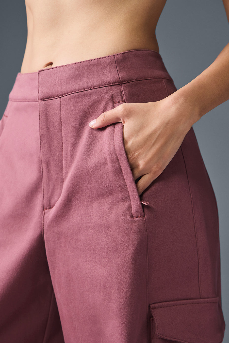 Show Off Cargo Wide Leg Trouser (Regular) — Burgundy Truffle