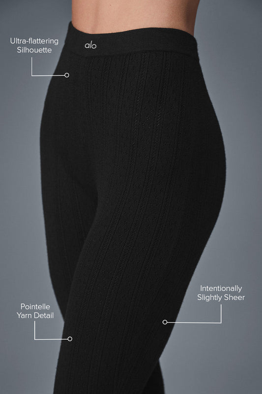 Pointelle Sweater High Rise Be Mine Leggings — Black