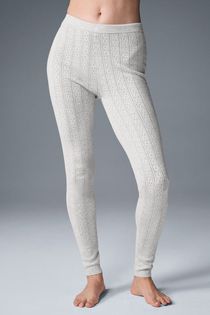 Pointelle Sweater High Rise Be Mine Leggings — Light Grey Heather
