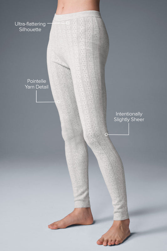 Pointelle Sweater High Rise Be Mine Leggings — Light Grey Heather