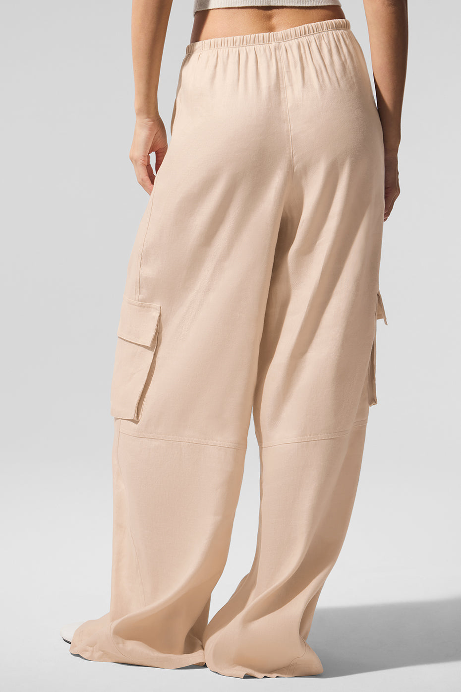 Linen Getaway Cargo Wide Leg Pant — Macadamia