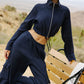 Linen Getaway Cargo Wide Leg Pant — Navy