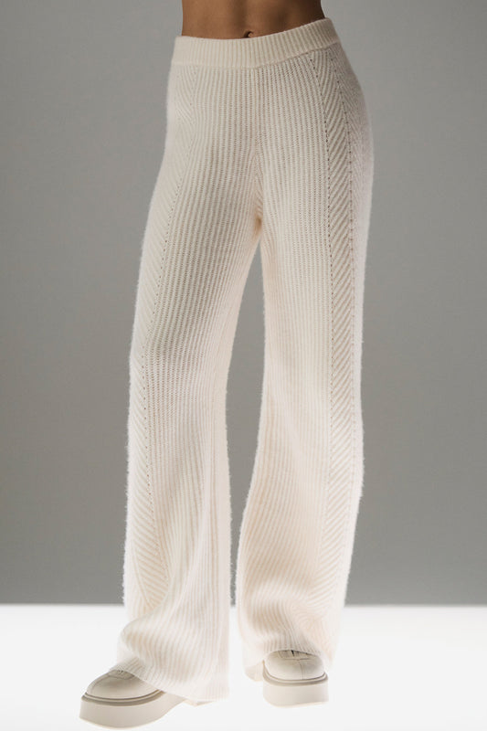 Winter Magic Cashmere Wide Leg Pant — Ivory