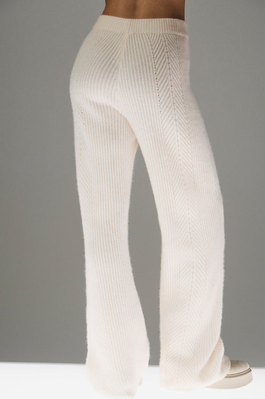 Winter Magic Cashmere Wide Leg Pant — Ivory