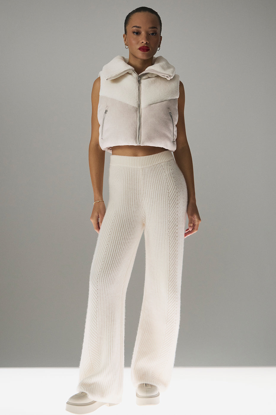 Winter Magic Cashmere Wide Leg Pant — Ivory