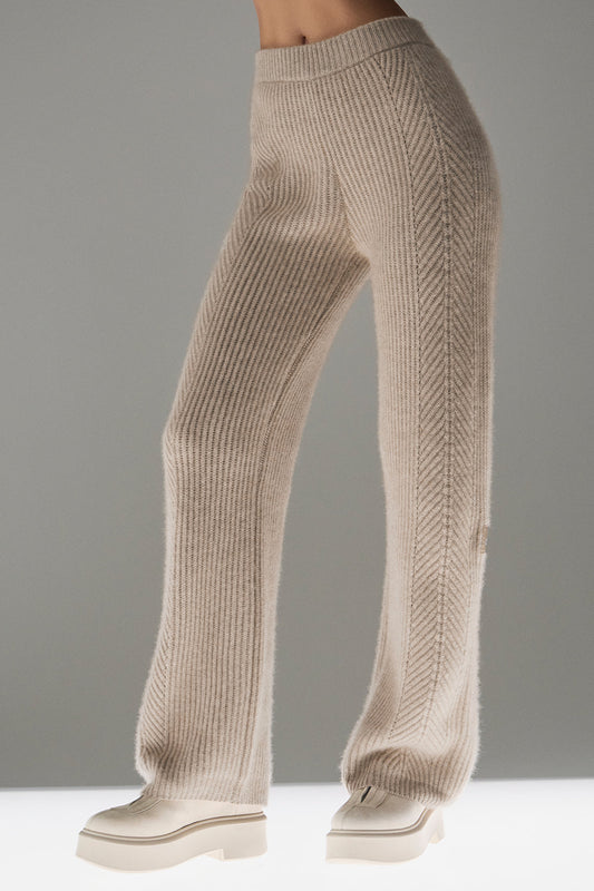 Winter Magic Cashmere Wide Leg Pant — Flax Heather