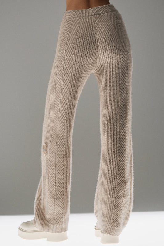 Winter Magic Cashmere Wide Leg Pant — Flax Heather
