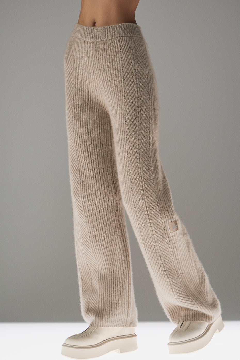 Winter Magic Cashmere Wide Leg Pant — Flax Heather