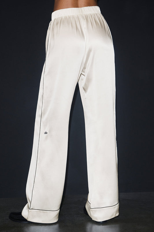 Courchevel Silk Pant — Ivory/Black