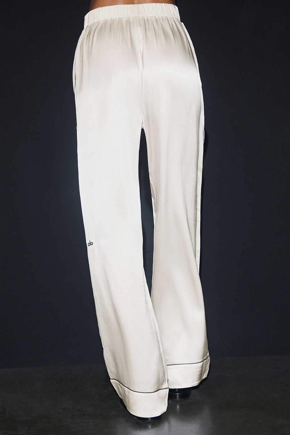 Courchevel Silk Pant — Ivory/Black