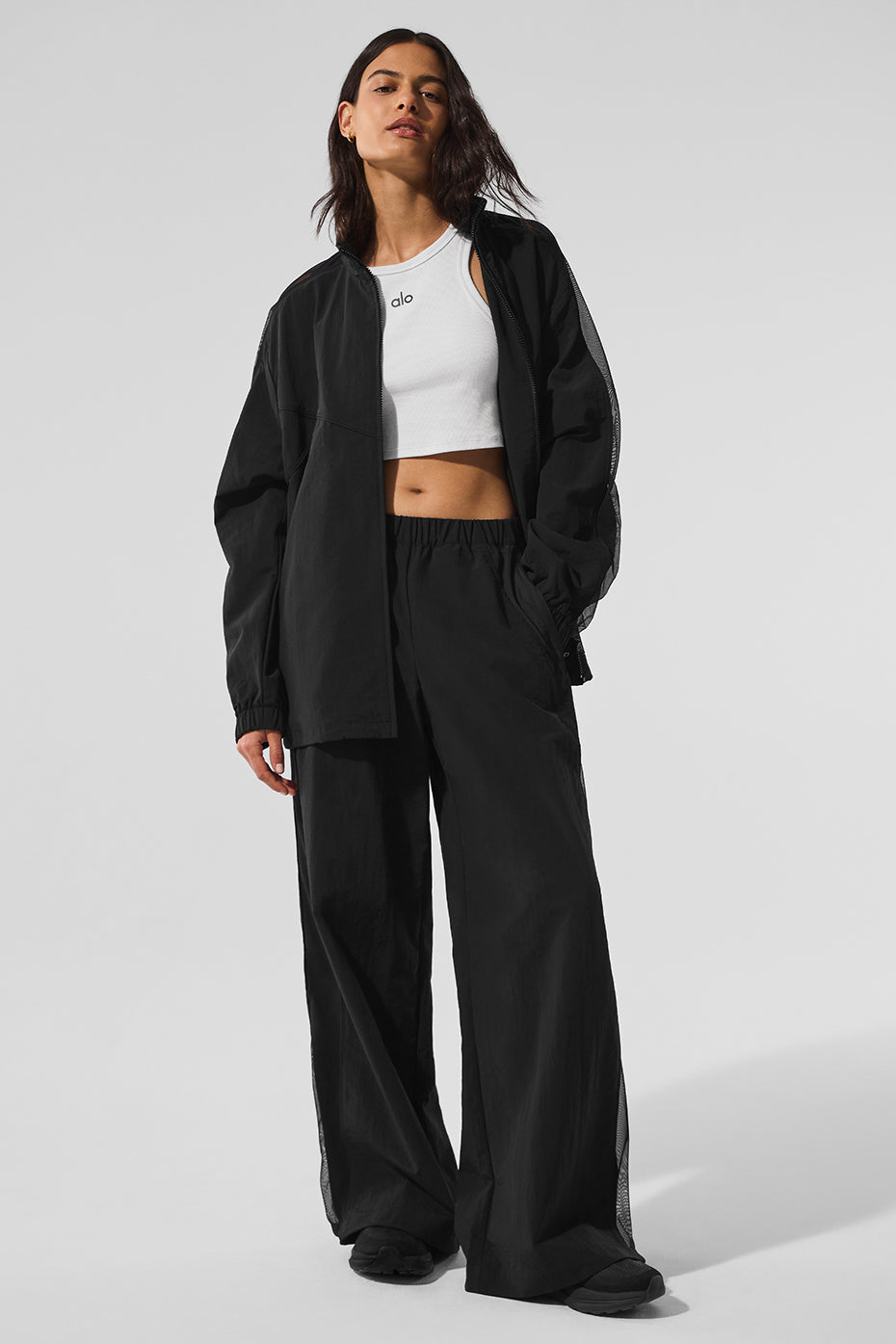 High Rise Origin Wide Leg Track Pant — Black