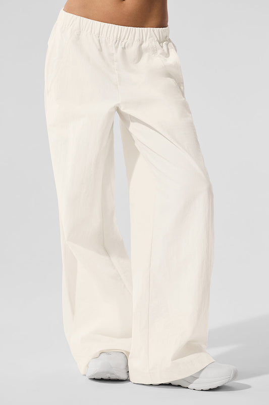 High Rise Origin Wide Leg Track Pant — Ivory