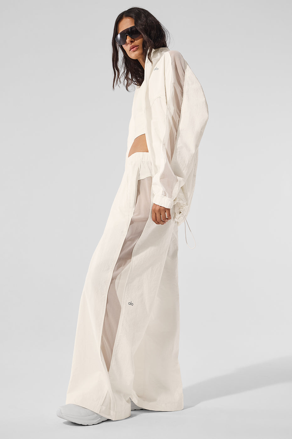 High Rise Origin Wide Leg Track Pant — Ivory