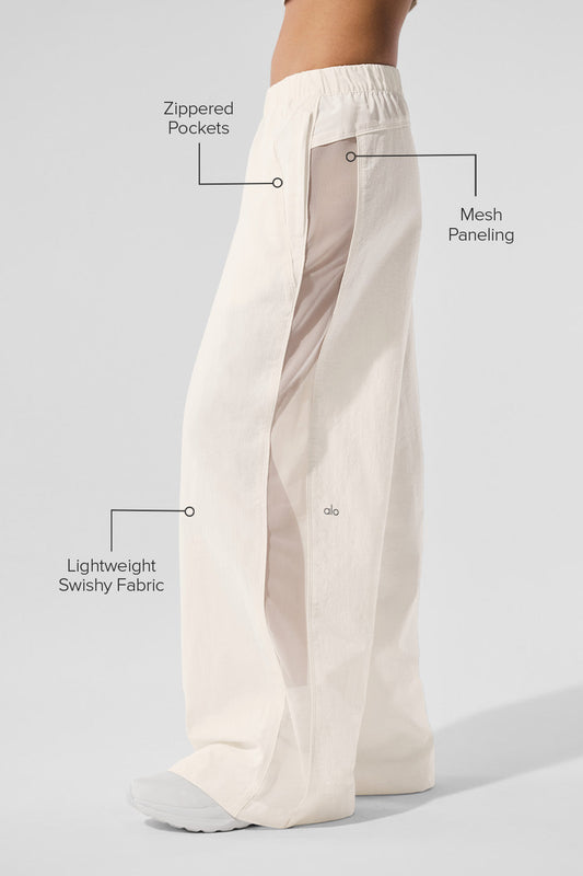 High Rise Origin Wide Leg Track Pant — Ivory