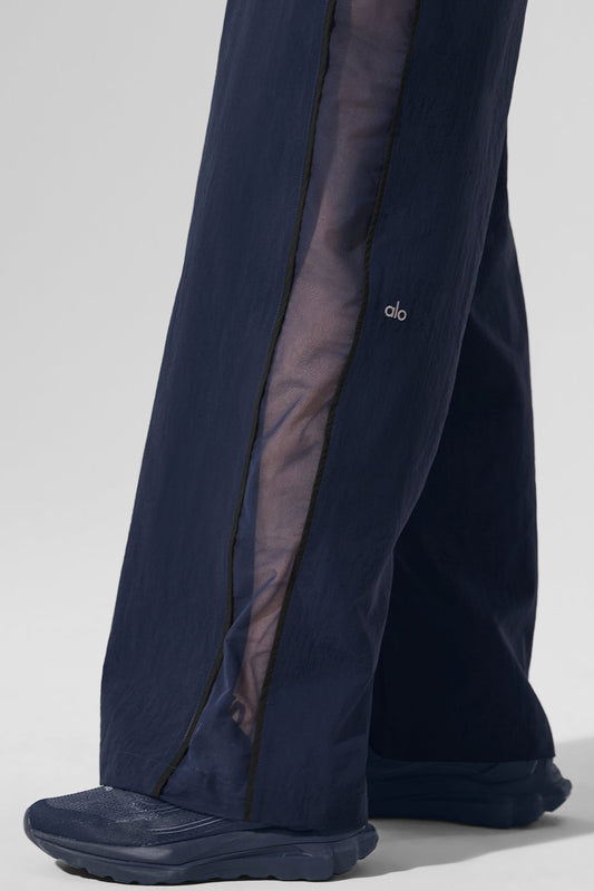 High Rise Origin Wide Leg Track Pant — Navy/Black