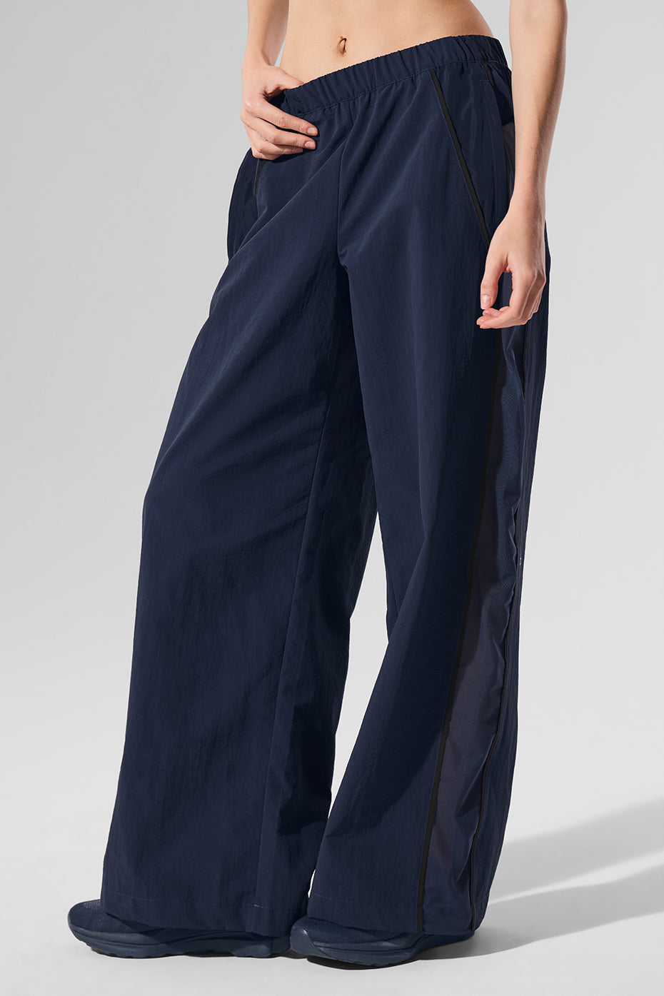 High Rise Origin Wide Leg Track Pant — Navy/Black