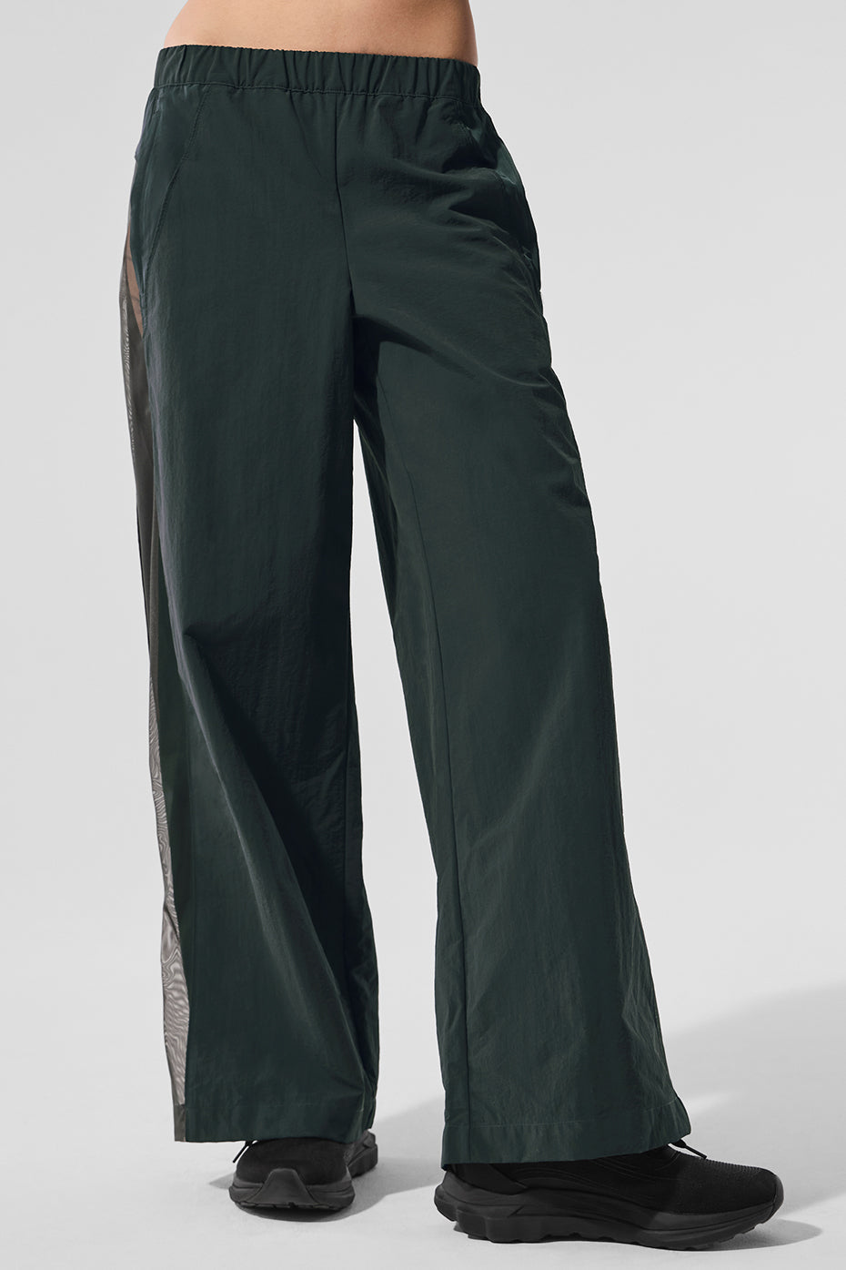 High Rise Origin Wide Leg Track Pant — Charcoal Green