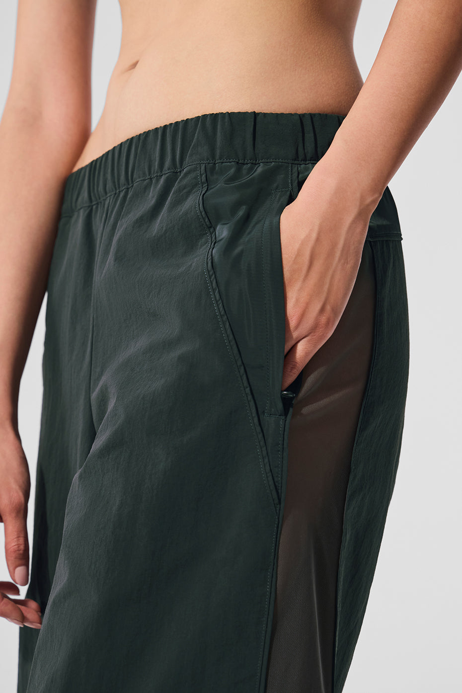 High Rise Origin Wide Leg Track Pant — Charcoal Green
