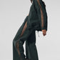 High Rise Origin Wide Leg Track Pant — Charcoal Green
