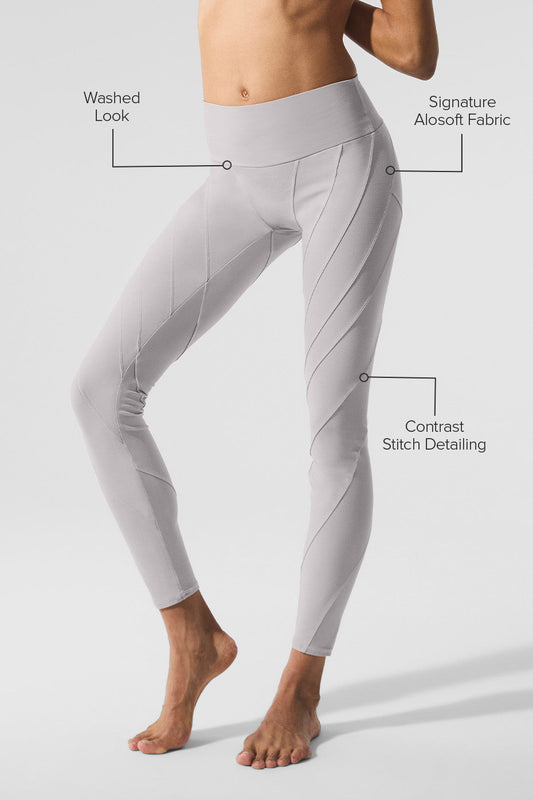 Washed Alosoft High Rise Sunray Leggings — Grey Sky Wash