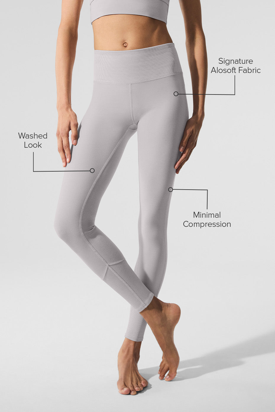 Washed Alosoft High Rise Lounge Leggings — Grey Sky Wash