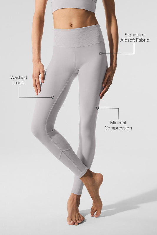 Washed Alosoft High Rise Lounge Leggings — Grey Sky Wash