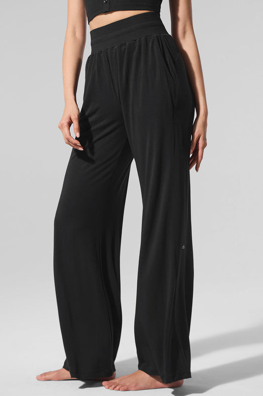 Semi — Sheer Delicate Lounge Flare Pant — Black