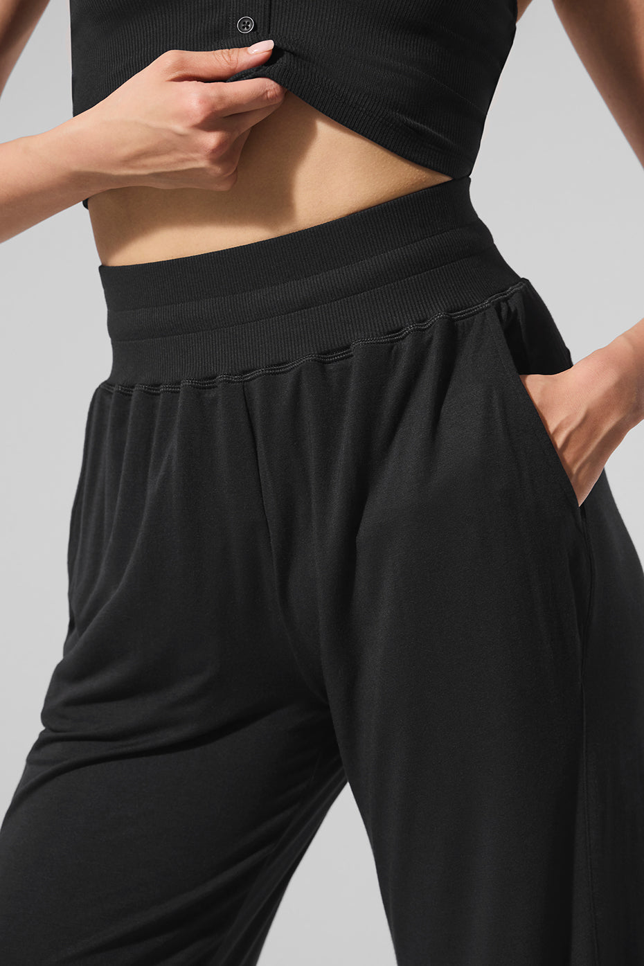 Semi — Sheer Delicate Lounge Flare Pant — Black